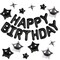 Happy Birthday Banner 13pcs 16 Inch Mylar Foil Letters with 12pcs Star Balloons Birthday Party Decorations for Kids and Adults - 3D Black